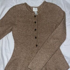H&M Beige Button-Up Cardigan